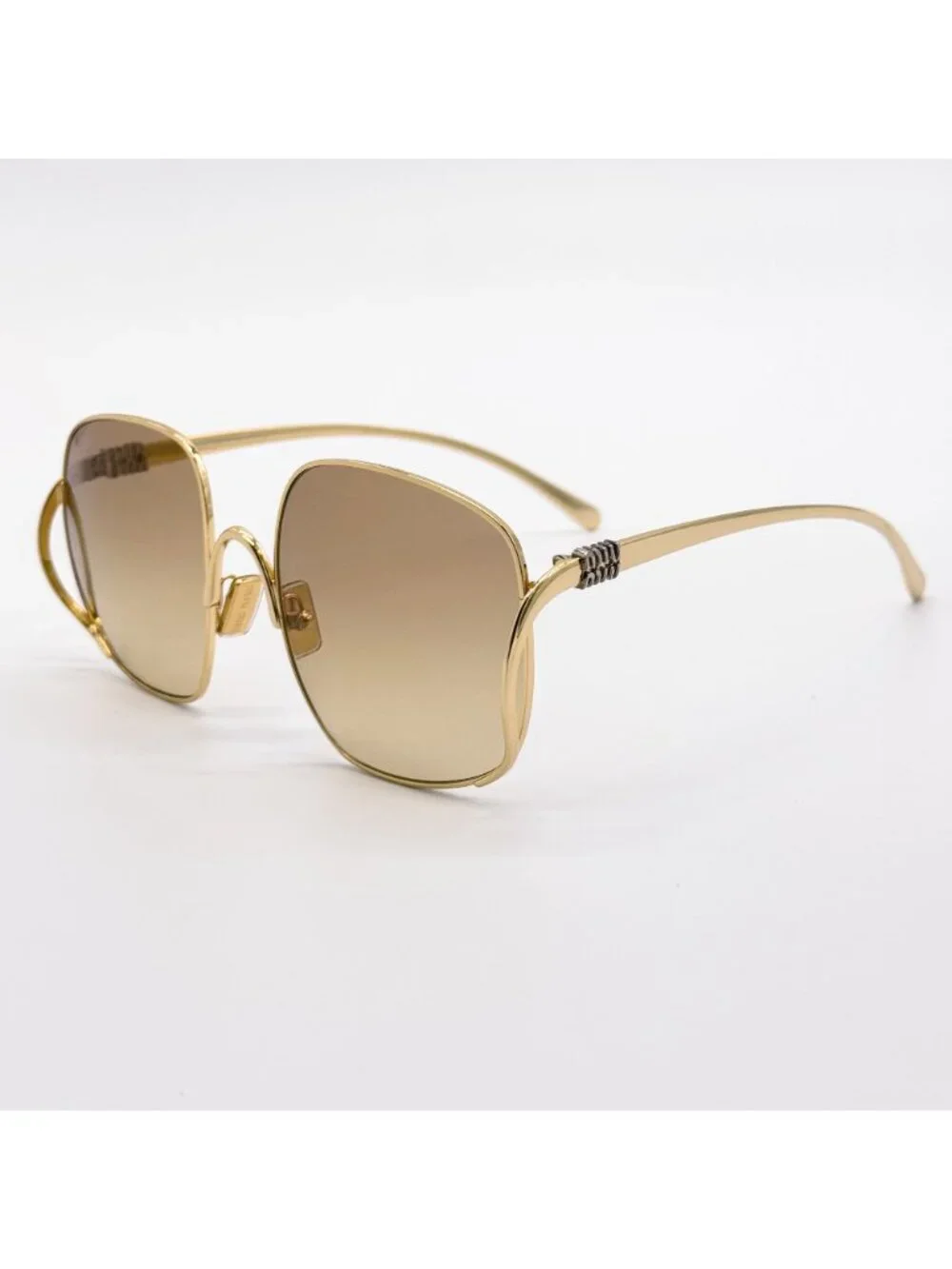 New Miu Miu MU A57S Gold Yellow Oversized Sunglasses MUA57S 5AK20S